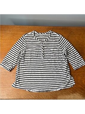 Chico's Black and White Striped 3/4 sleeve too.  Cotton blend.  Size 3 or XL